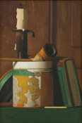 John F. Peto - Candlestick, Pipe, and Tobacco Box, ca. 1890