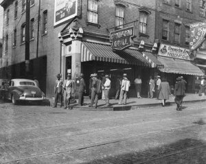 Charles "Teenie" Harris - Crawford Grill No. 1 and Crampton Drug store seen from opposite side of street, 1401 Wylie Avenue, Hill District, ca. 1943