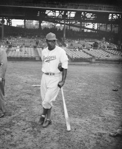 Charles "Teenie" Harris - Brooklyn Dodgers baseball player Jackie Robinson at Forbes Field, Oakland, ca. 1947