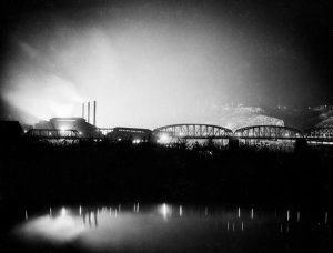 Charles "Teenie" Harris - Mill, bridge, and river at night, ca. 1938-1945