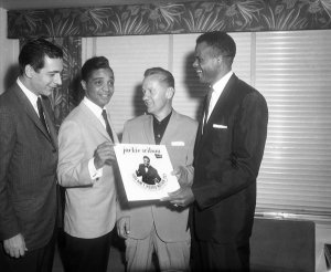 Charles "Teenie" Harris - Jackie Wilson, with manager Nat Tarnapol, Porky Chedwick, and Roy Hamilton for the "You Ain't heard Nothin' Yet" album, 1961