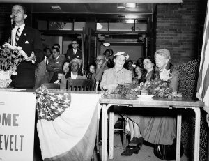 Charles "Teenie" Harris - Eleanor Roosevelt at the dedication of the monument to President Franklin Delano Roosevelt, Hill District, 1956