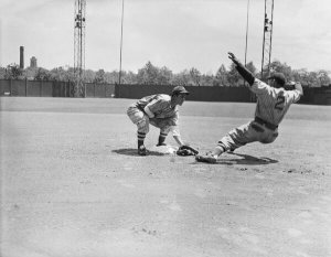 Charles "Teenie" Harris - Two New York Cubans baseball players at Forbes Field, 1941